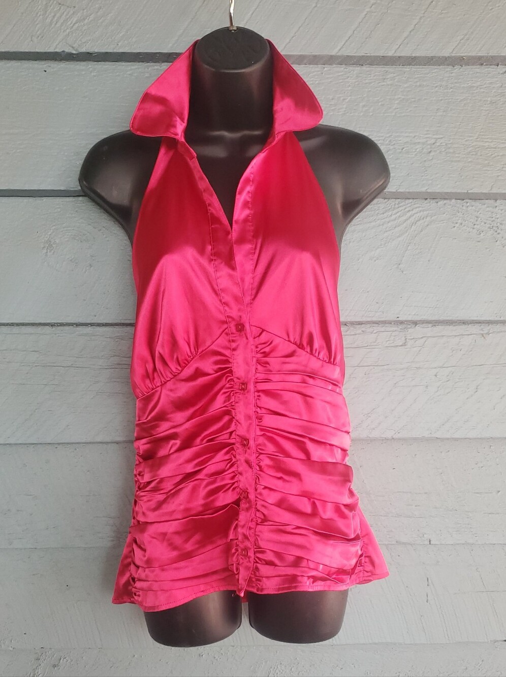 Guess Jeans Hot Pink Satin Halter  Top